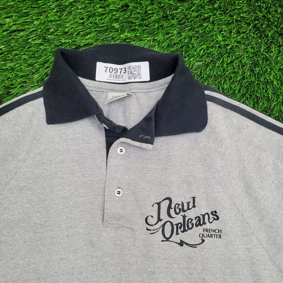 Vintage New-Orleans Polo Shirt Teens Large 18x26 Gray - Picture 3 of 13